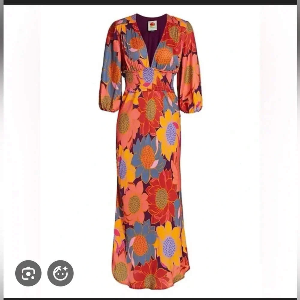 Farm Rio Floral Dots Midi Dress, size L - Picture 11 of 11
